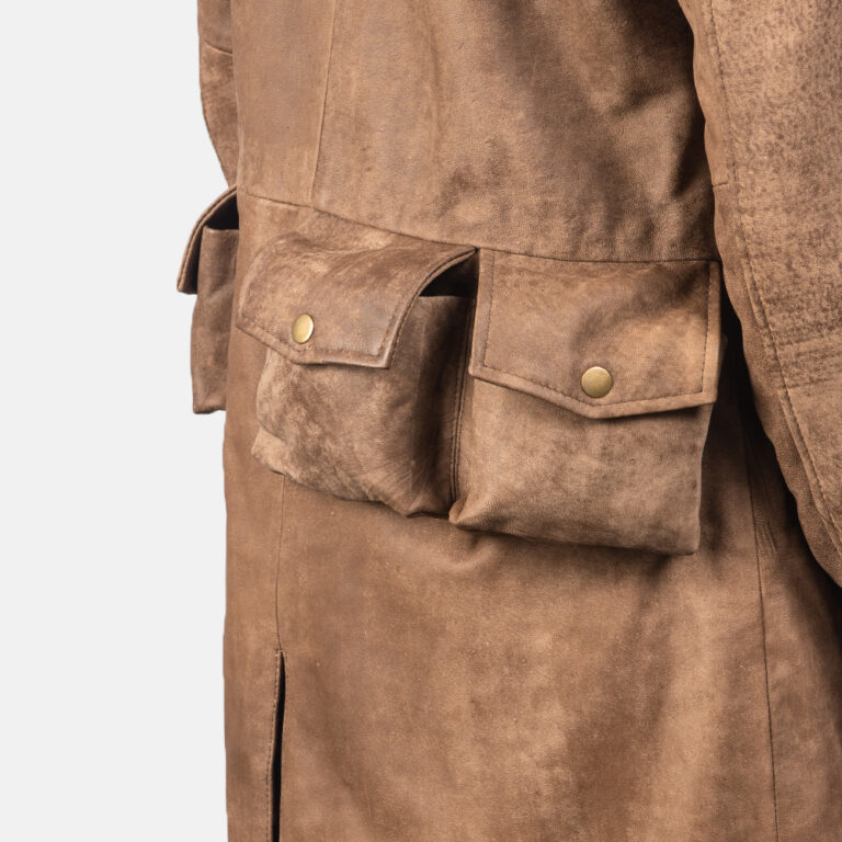 Mens Army Brown Leather Duster4626-8-1557132429817